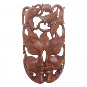 Artisan Crafted Balinese Suar Wood Wall Mask NOVICA Indonesia   312215078548